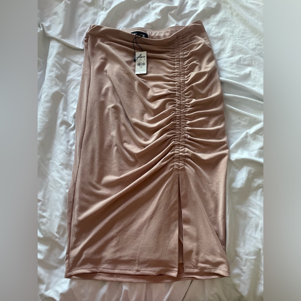 blush pink skirt with adjustable side slit